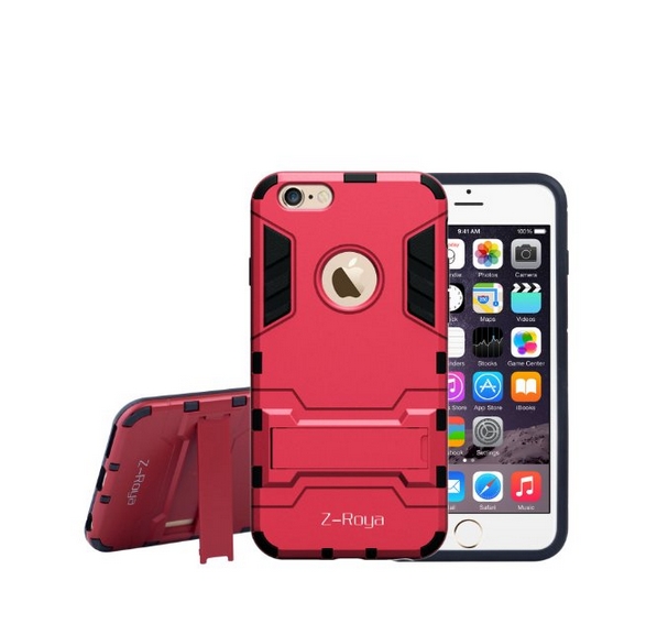 iPhone 6 Case 6S Case Z-Roya   Robot-Bear  Dual Layer Protective Hybird Armor Case Slim Fit red